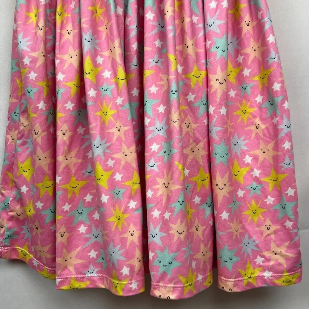 Mila and Rose pink short sleeve smiling star print twirl dress size 5-6